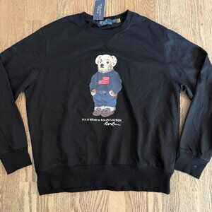 NWT POLO RALPH LAUREN FLAG BEAR SWEATSHIRT TOP BLACK SIZE M